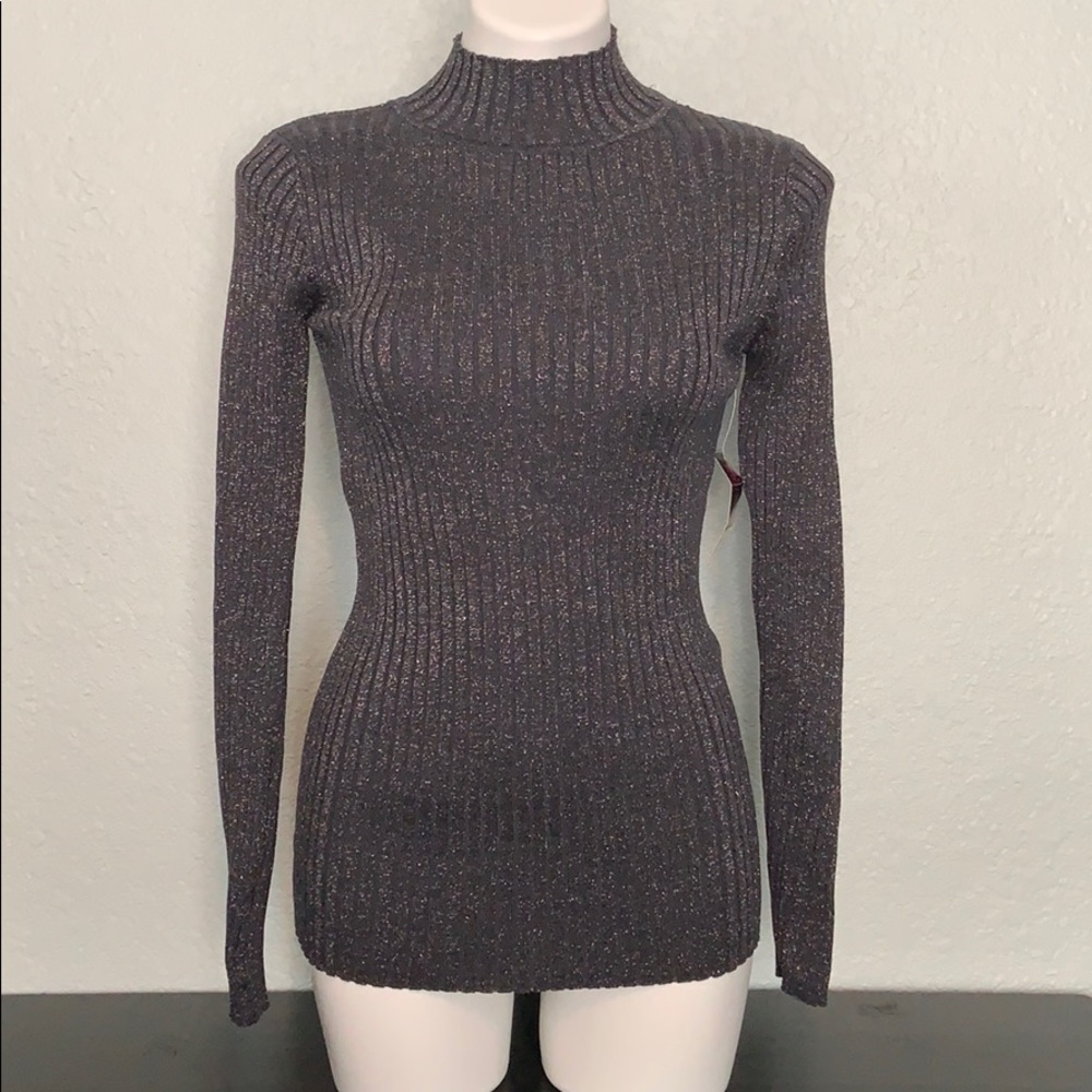 NWT Glittered Charcoal Mock Neck Sweater Youth Lg.